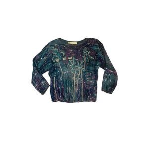 Judith Ann Creations Silk Sequin Beaded Top Women Small Vintage